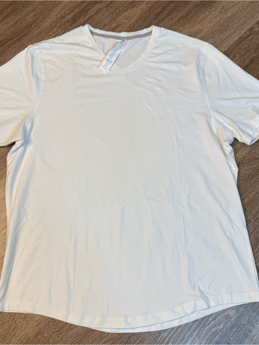 Fabletics White Tee with Heather Gray Trim